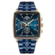 Luxury Square Dial Men’s Watch ⌚ | Stainless Steel Business Style Quartz Wristwatch with Calendar