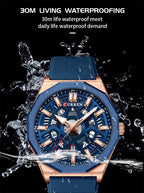 CURREN 8437 Luxury Blue Sport Watch – Waterproof Military Design, Silicone Strap, Chronograph Quartz for Men