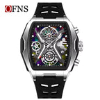 Men’s Glow-in-the-Dark Quartz Watch – OFNS1213 Waterproof Sport & Casual Silicone Strap Watch