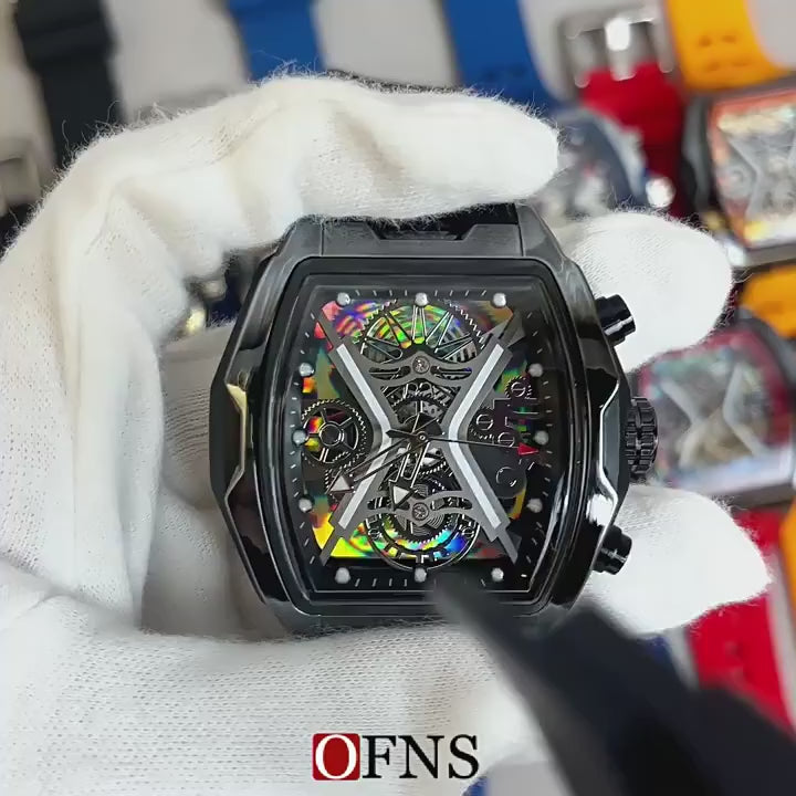 Men’s Glow-in-the-Dark Quartz Watch – OFNS1213 Waterproof Sport & Casual Silicone Strap Watch