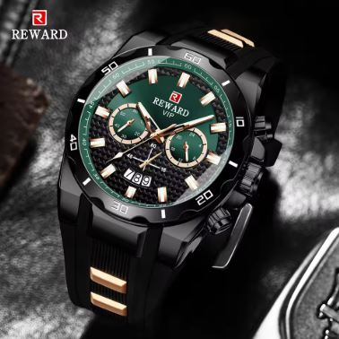 REWARD Elite Force Watch | Military Style Black & Green | Sport Watch